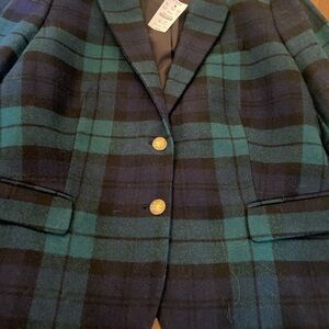 J. Crew Teal and Black Plaid Blazer
